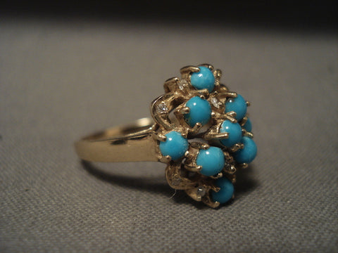 Cute Cute Vintage 14k Gold Turquoise Snake Eye Ring