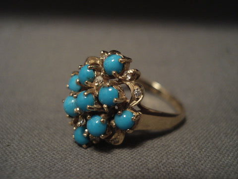 Cute Cute Vintage 14k Gold Turquoise Snake Eye Ring