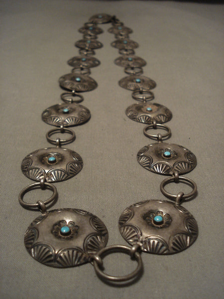 Huge Earlier 1900's Vintage Navajo Turquoise Silver Necklace