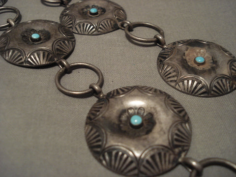 Huge Earlier 1900's Vintage Navajo Turquoise Silver Necklace