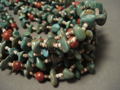 344 Grams Important Modernistic Navajo 'Natural Green Turquoise' Necklace