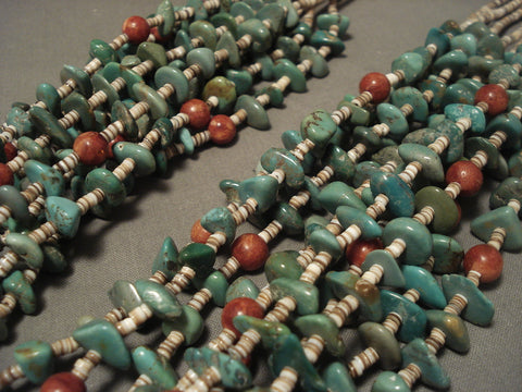 344 Grams Important Modernistic Navajo 'Natural Green Turquoise' Necklace