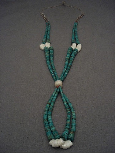 Outstanding Vintage Santo Domingo Royston Turquoise Heishi Necklace