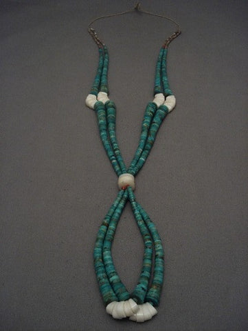 Outstanding Vintage Santo Domingo Royston Turquoise Heishi Necklace