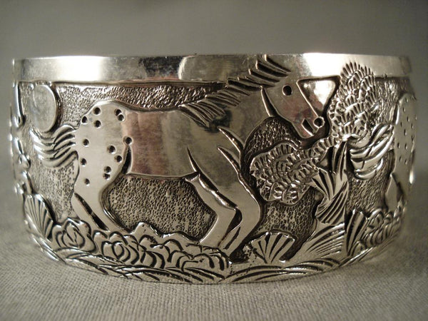 Galloping Horse extra Detail Silver Navajo Bracelet