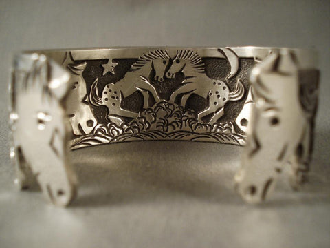 Galloping Horse extra Detail Silver Navajo Bracelet