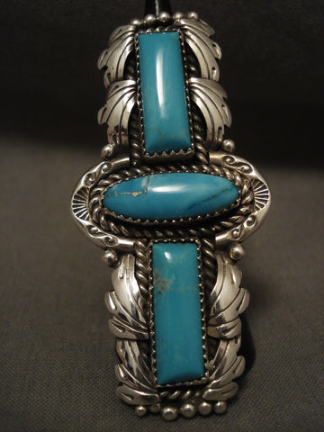 Towering Navajo Tso Family Blue Carico Lake Turquoise Sterling Silver Ring