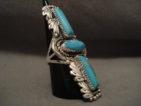 Towering Navajo Tso Family Blue Carico Lake Turquoise Sterling Silver Ring