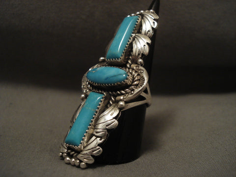 Towering Navajo Tso Family Blue Carico Lake Turquoise Sterling Silver Ring