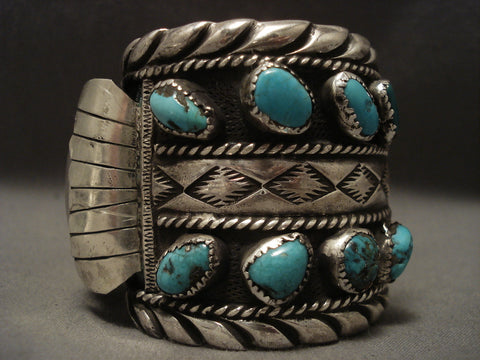 Very Rare Old Navajo Wes Willie Turquoise Silver Wtach Bracelet