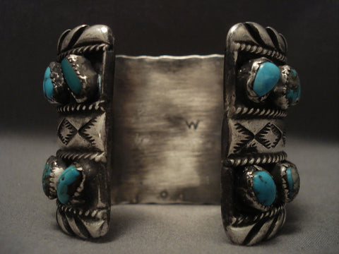 Very Rare Old Navajo Wes Willie Turquoise Silver Wtach Bracelet