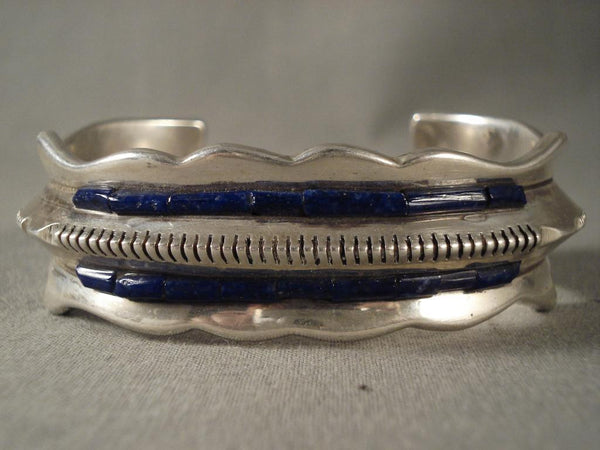 Hvy Hvy Vintage Zuni Lapis Silver Bracelet