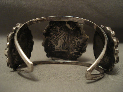 Huge Vintage Navajo Domed #8 Turquoise Sterling Silver Bracelet