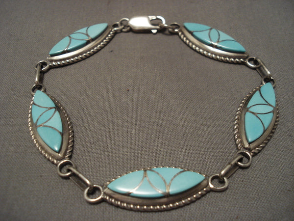 Important Old Zuni Frank Vacit Turquoise Silver Bracelet