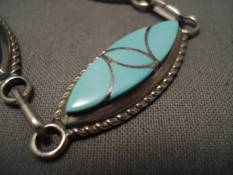 Important Old Zuni Frank Vacit Turquoise Silver Bracelet