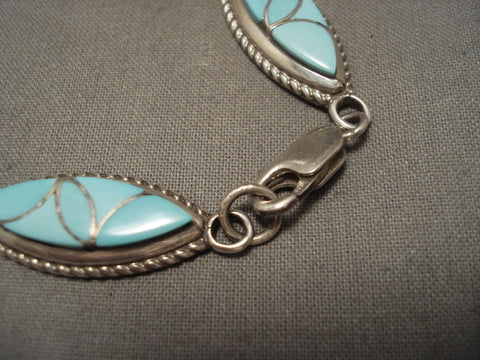 Important Old Zuni Frank Vacit Turquoise Silver Bracelet