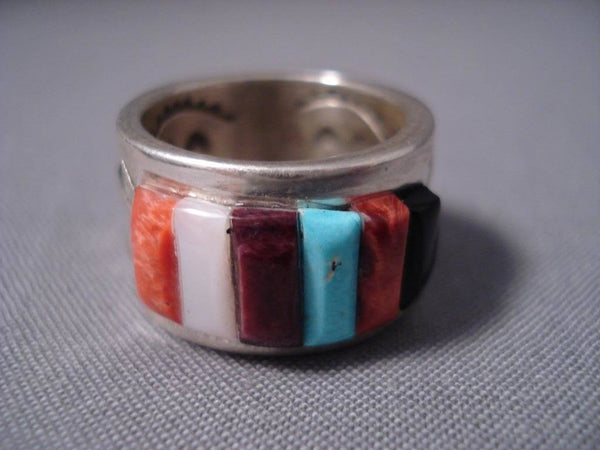 Rare Vintage Navajo Ray Adakai internal Silver Work Silver Ring