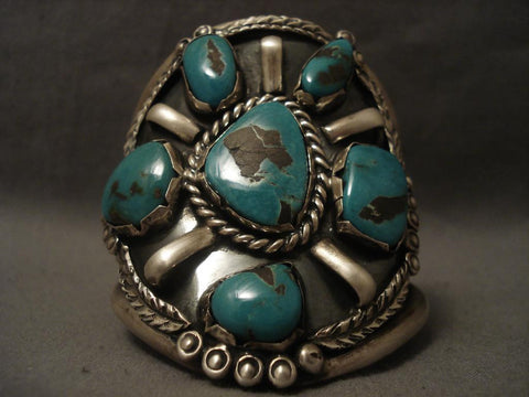 Xxxl Vintage Navajo Rare Crow Springs Turquoise Silver Bracelet