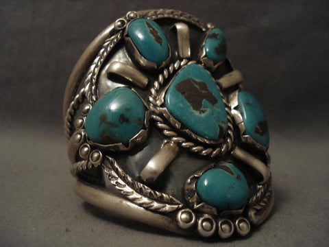 Xxxl Vintage Navajo Rare Crow Springs Turquoise Silver Bracelet