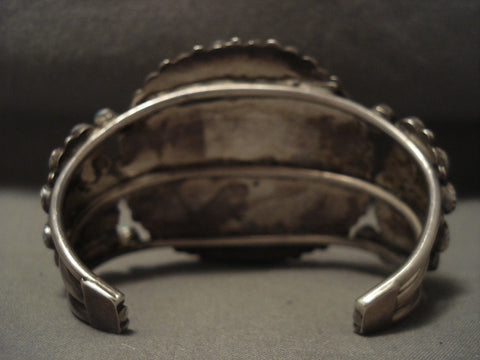 Museum Huge Vintage Navajo 'Sun Turquoise' Silver Bracelet