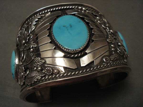 145 Grams Absolutely Gigantic Vintage Navajo Turquoise Silver Bracelet