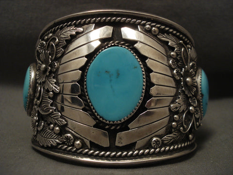 145 Grams Absolutely Gigantic Vintage Navajo Turquoise Silver Bracelet