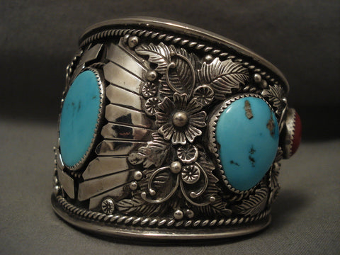 145 Grams Absolutely Gigantic Vintage Navajo Turquoise Silver Bracelet