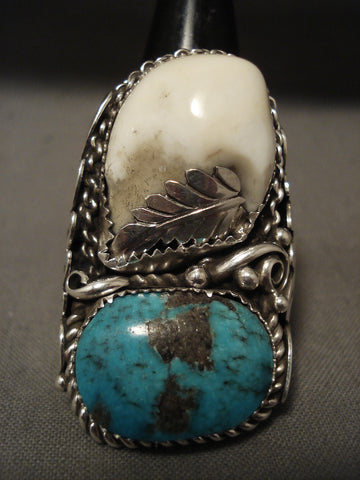 Giant Men's Navajo Morenci/ Persin Turquoise Silver Ring