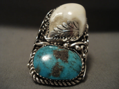 Giant Men's Navajo Morenci/ Persin Turquoise Silver Ring