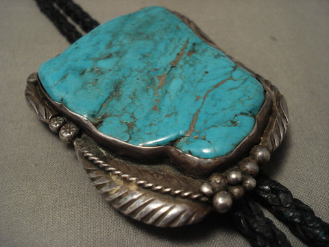 Super Huge Vintage Navajo Old Kingman/ #8 Turquoise Silver Bolo Tie