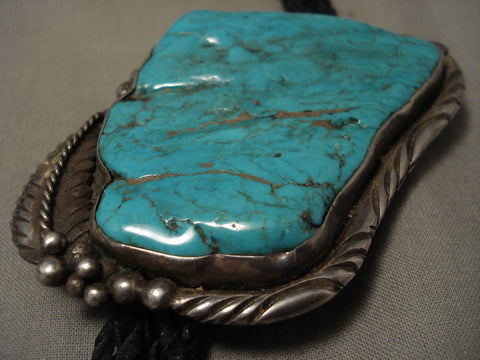 Super Huge Vintage Navajo Old Kingman/ #8 Turquoise Silver Bolo Tie