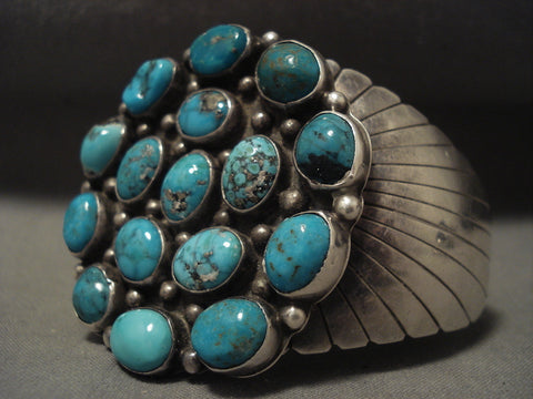 Museum Huge Oloder Vintage Navajo 'Silver Sheild' Turquoise Bracelet