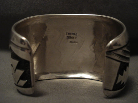 Guaranteed Authentic Vintage Navajo Thomas Singer Silver Bracelet