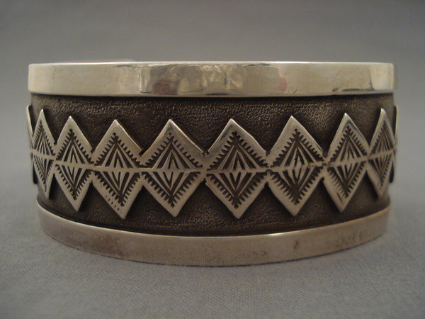 Advanced Silver Work Vintage Navajo 'Teepee Dream' Silver Bracelet