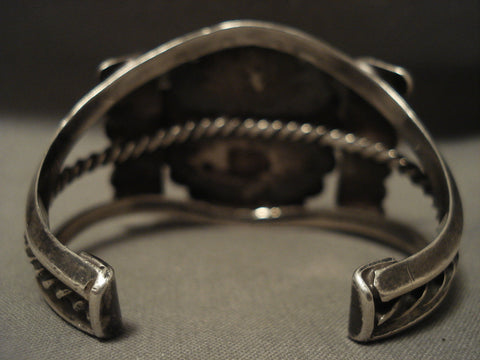 Museum Vintage Navajo 'Natural Bisbee Turquoise' Coin Silver Bracelet