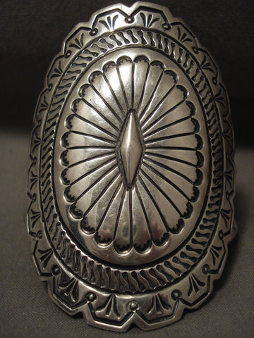 Towering Vintage Navajo 'Very Detailed' Sterling Silver Bracelet