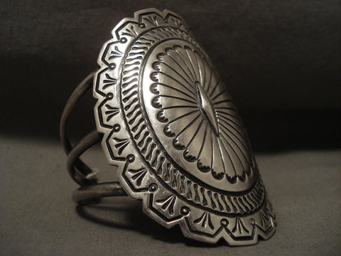 Towering Vintage Navajo 'Very Detailed' Sterling Silver Bracelet