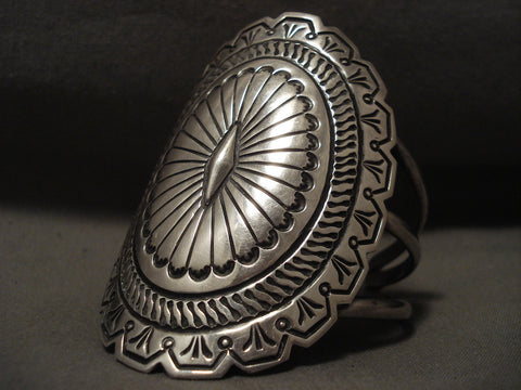 Towering Vintage Navajo 'Very Detailed' Sterling Silver Bracelet