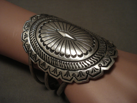 Towering Vintage Navajo 'Very Detailed' Sterling Silver Bracelet