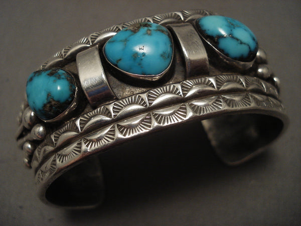 Museum Vintage Navajo blue Carico Lake Turquoise Silver Bracelet