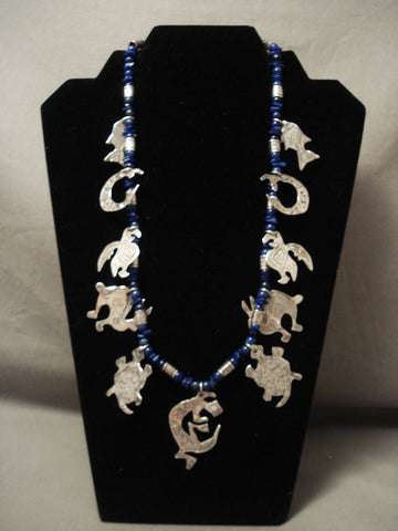 Absolutely Incredible Vintage Navajo 'Animal Kingdom' Lapis Silver Necklace