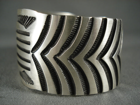 Hvy Modernistic Navajo Silver Cuff Bracelet