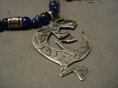 Absolutely Incredible Vintage Navajo 'Animal Kingdom' Lapis Silver Necklace