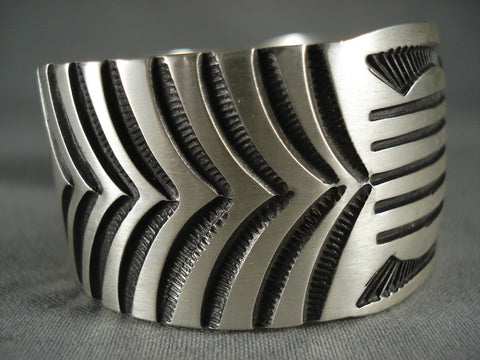 Hvy Modernistic Navajo Silver Cuff Bracelet