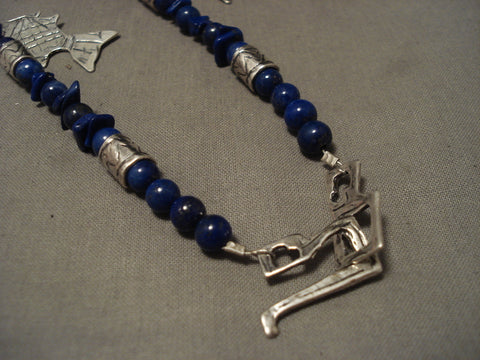 Absolutely Incredible Vintage Navajo 'Animal Kingdom' Lapis Silver Necklace