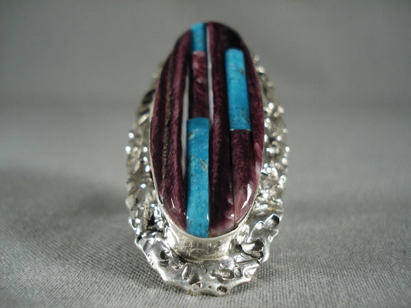 Huge Vintage Navajo Purple Spiny Oyster Silver Ring