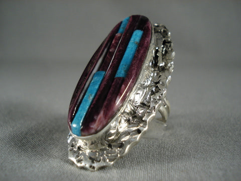 Huge Vintage Navajo Purple Spiny Oyster Silver Ring