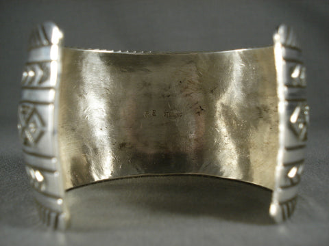 98 Gram Wide 'Precise Stamp' Vintage Navajo Silver Bracelet