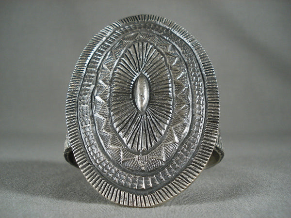 148 Grams 'Opulent Stamp On Tufa' Sterling Silver Navajo Bracelet