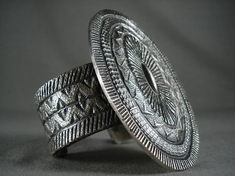 148 Grams 'Opulent Stamp On Tufa' Sterling Silver Navajo Bracelet